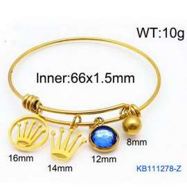 Gold Stainless Steel Charms Bracelet Bangle