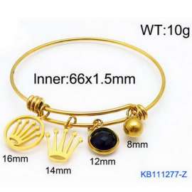 Gold Stainless Steel Charms Bracelet Bangle
