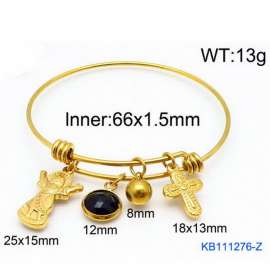 Gold Stainless Steel Charms Bracelet Bangle