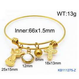 Gold Stainless Steel Charms Bracelet Bangle