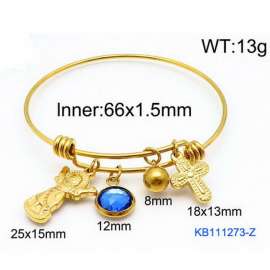 Gold Stainless Steel Charms Bracelet Bangle