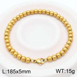 185x5mm Gold Stainless Steel Beaded Bracelet with Lobster Clasp