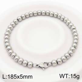 185x5mm Silver Stainless Steel Beaded Bracelet with Lobster Clasp