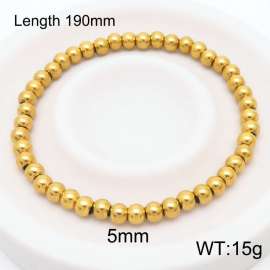 190x5mm Gold Stainless Steel Beaded Bracelet Adjustable Elastic Bracelet