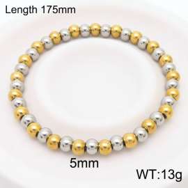 175x5mm Gold&Silver Stainless Steel Beaded Bracelet Adjustable Elastic Bracelet