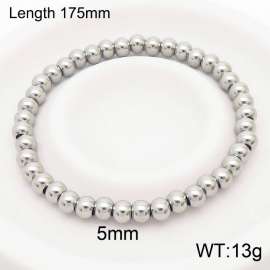 175x5mm Silver Stainless Steel Beaded Bracelet Adjustable Elastic Bracelet
