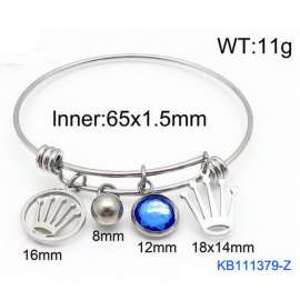 Silver Stainless Steel Charms Bracelet Bangle