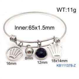 Silver Stainless Steel Charms Bracelet Bangle