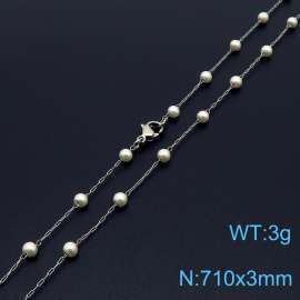 Stainless steel 710 × 3mm fashionable and minimalist niche design women's pearl silver necklace