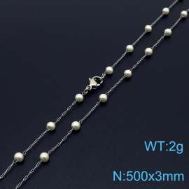 Stainless steel 500 × 3mm fashionable and minimalist niche design women's pearl silver necklace
