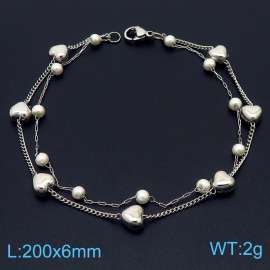 Silver Stainless Steel and Beaded Links Handmade  Bracelet