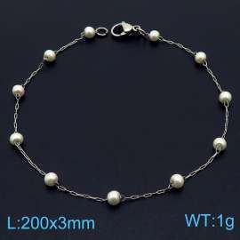 200×3 mm Silver Stainless Steel and Beaded Links Handmade  Bracelet