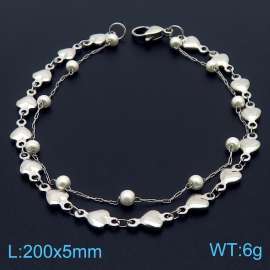 Silver Stainless Steel and Beaded Links Handmade Bracelet