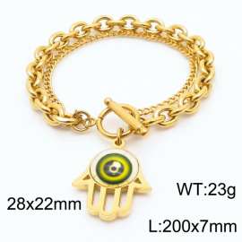 200x7mm Gold Stainless Steel Palm Charm Bracelet