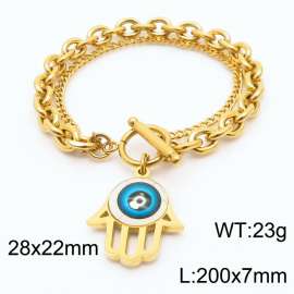 200x7mm Gold Stainless Steel Palm Charm Bracelet