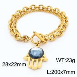 200x7mm Gold Stainless Steel Palm Charm Bracelet