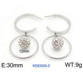 Women's Pearl Silver Hoop Earrings Silver Plated Stainless Steel Earrings