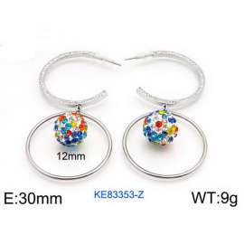 Women's Pearl Silver Hoop Earrings Silver Plated Stainless Steel Earrings