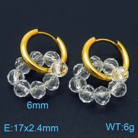 Women's High Faux Crystal Gold Hoop Earrings Stainless Steel