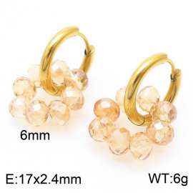 Women's High Faux Crystal Gold Hoop Earrings Stainless Steel