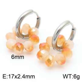 Women's High Faux Crystal Silver Hoop Earrings Stainless Steel