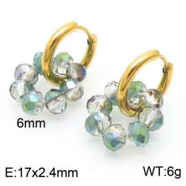 Women's High Faux Crystal Gold Hoop Earrings Stainless Steel