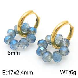 Women's High Faux Crystal Gold Hoop Earrings Stainless Steel