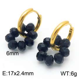 Women's High Faux Crystal Gold Hoop Earrings Stainless Steel