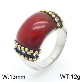 Vintage stainless steel opal ring for women
