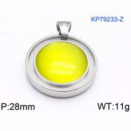 Women Stainless Steel Round Pendant with Yellow Shell Charm