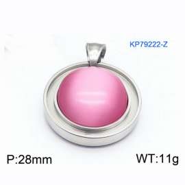 Women Stainless Steel Round Pendant with Pink Shell Charm