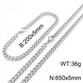 Minimalist design for men and women's stainless steel bracelet necklace 2-piece set