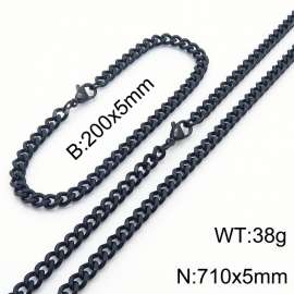 Minimalist design for men and women's stainless steel bracelet necklace 2-piece set