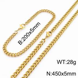 Minimalist design for men and women's stainless steel bracelet necklace 2-piece set