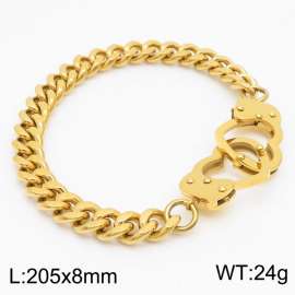 European and American Fashion Stainless Steel 205 × 8mm Cuban Chain Special Buckle Charm Gold Bracelet