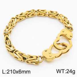 European and American fashion stainless steel 210×6mm thick chain handcuff buckle charm gold bracelet