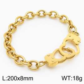 European and American fashion stainless steel 200×8mm O-chain handcuff buckle charm gold bracelet