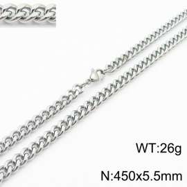 450×5.5mm Japanese and Korean minimalist neutral style stainless steel double-sided polished necklace