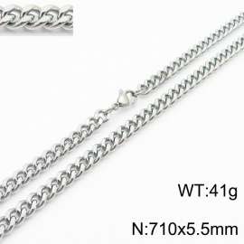 710×5.5mm Japanese and Korean minimalist neutral style stainless steel double-sided polished necklace