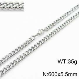 600×5.5mm Japanese and Korean minimalist neutral style stainless steel double-sided polished necklace