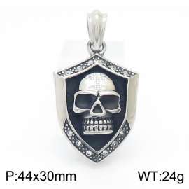 stainless steel skull shield pendant necklace men's fashion personality punk jewelry gift