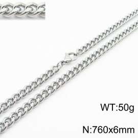 760×6mm Hip Hop Versatile Double Sided Grinding Cuban Chain Men's and Women's Necklaces Sweater Chain