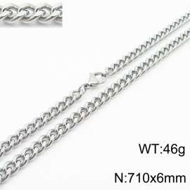 710×6mm Hip Hop Versatile Double Sided Grinding Cuban Chain Men's and Women's Necklaces Sweater Chain