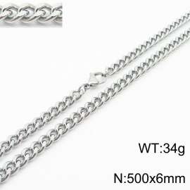 500×6mm Hip Hop Versatile Double Sided Grinding Cuban Chain Men's and Women's Necklaces Sweater Chain