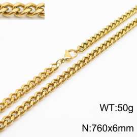 760×6mm Hip Hop Versatile Double Sided Grinding Cuban Chain Men's and Women's Necklaces Sweater Chain