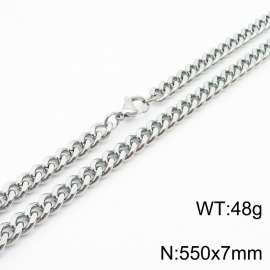 550×7mm European and American hip-hop style double-sided polished Cuban chain stainless steel men's necklace