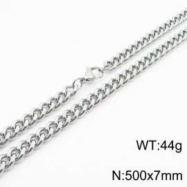 500×7mm European and American hip-hop style double-sided polished Cuban chain stainless steel men's necklace