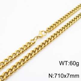 710×7mm European and American hip-hop style double-sided polished Cuban chain stainless steel men's necklace