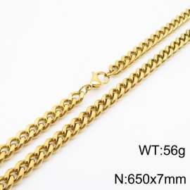 650×7mm European and American hip-hop style double-sided polished Cuban chain stainless steel men's necklace