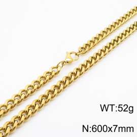 600×7mm European and American hip-hop style double-sided polished Cuban chain stainless steel men's necklace